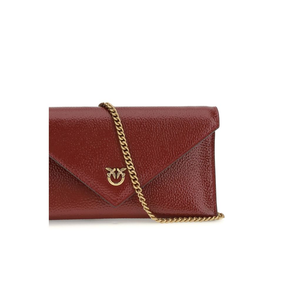 PINKO Bordeaux Calf Leather Bos Taurus Shoulder Bag