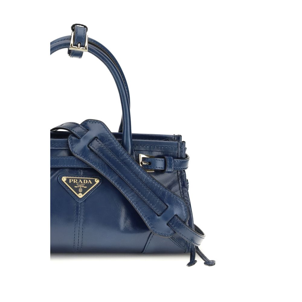 Prada Blue Calf Leather Bos Taurus Handbag