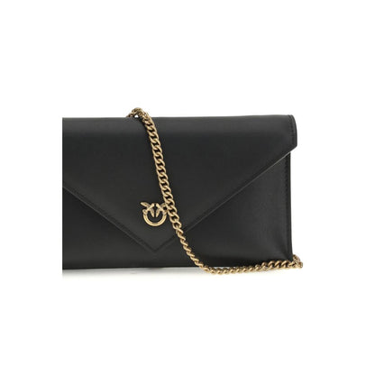 PINKO Black Calf Leather Bos Taurus Shoulder Bag