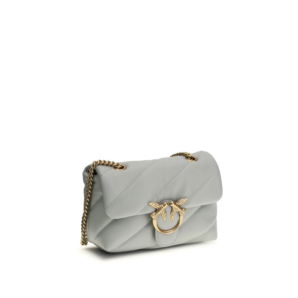 PINKO Gray Calf Leather Bos Taurus Shoulder Bag