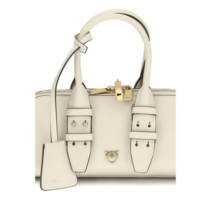 PINKO White Calf Leather Bos Taurus Shoulder Bag