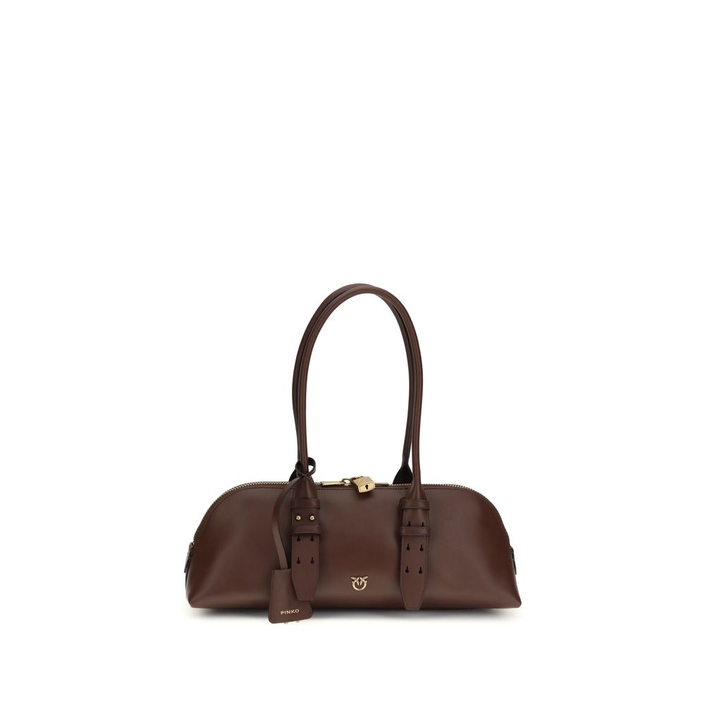 PINKO Brown Calf Leather Bos Taurus Shoulder Bag