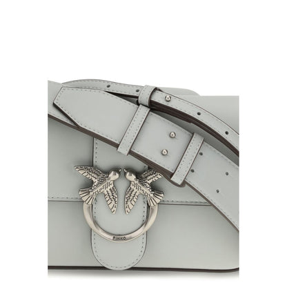 PINKO Gray Calf Leather Bos Taurus Shoulder Bag