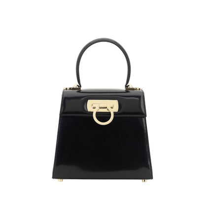 Ferragamo Black Calf Leather Bos Taurus Handbag