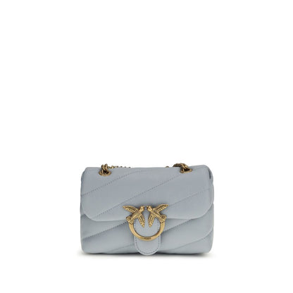 PINKO Light Blue Calf Leather Bos Taurus Shoulder Bag