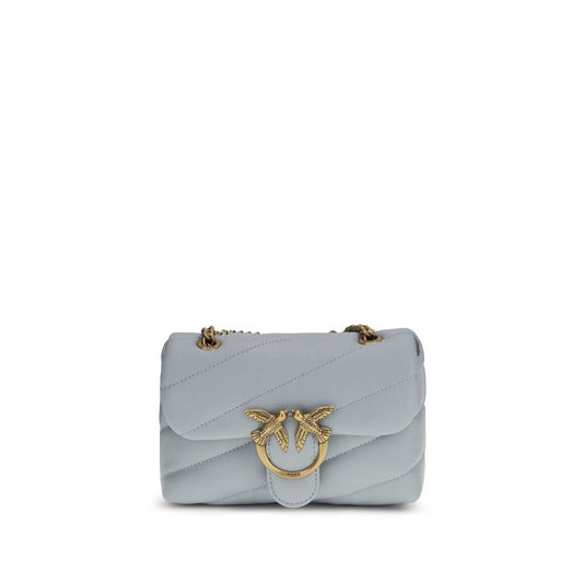 PINKO Light Blue Calf Leather Bos Taurus Shoulder Bag