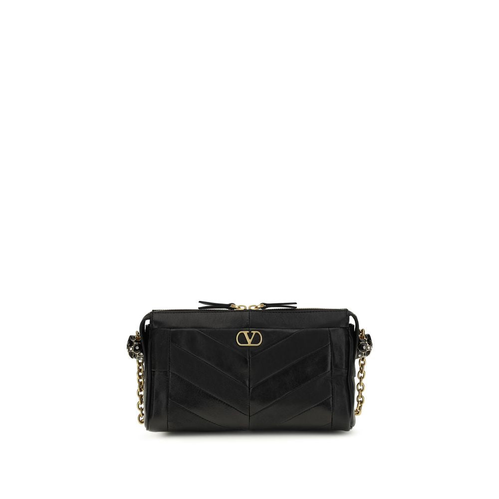 Valentino Garavani Black Calf Leather Bos Taurus Shoulder Bag