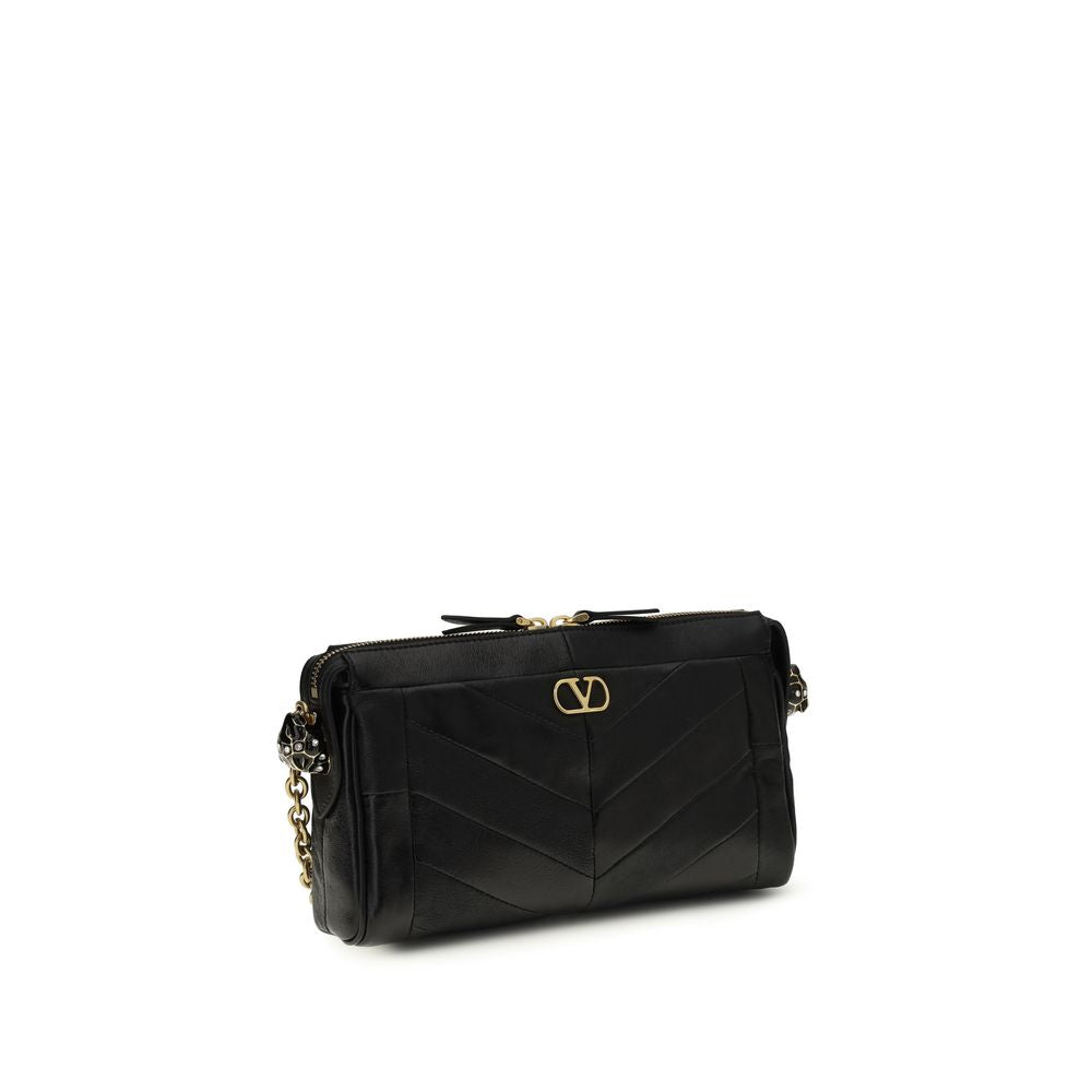 Valentino Garavani Black Calf Leather Bos Taurus Shoulder Bag