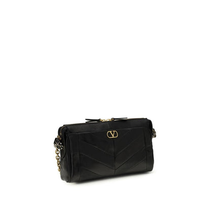 Valentino Garavani Black Calf Leather Bos Taurus Shoulder Bag