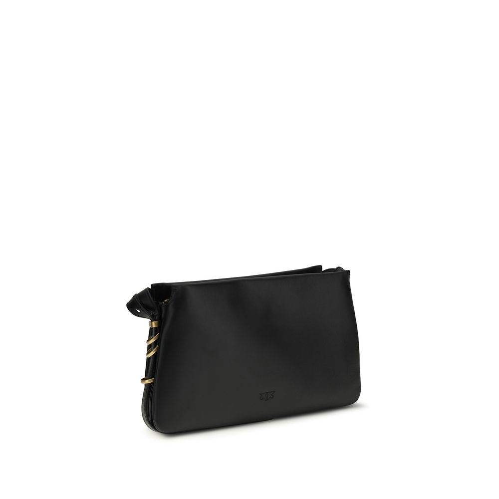 PINKO Black Calf Leather Bos Taurus Shoulder Bag