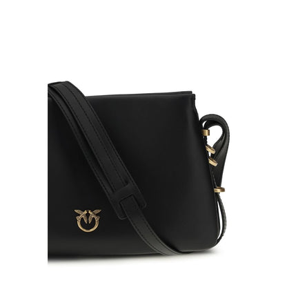 PINKO Black Calf Leather Bos Taurus Shoulder Bag