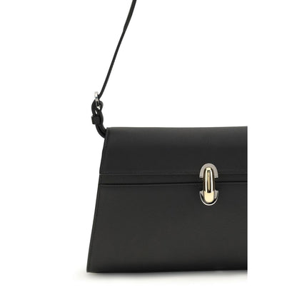 Savette Black Calf Leather Bos Taurus Shoulder Bag