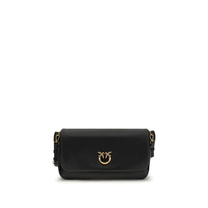 PINKO Black Calf Leather Bos Taurus Shoulder Bag