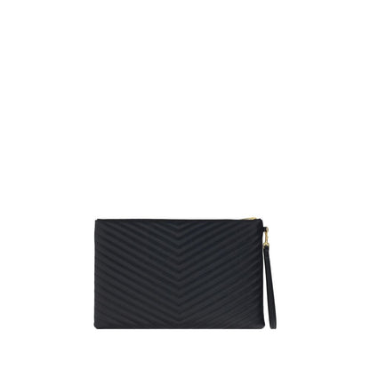 Saint Laurent Black Calf Leather Bos Taurus Clutch Bag