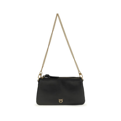 PINKO Black Calf Leather Bos Taurus Shoulder Bag