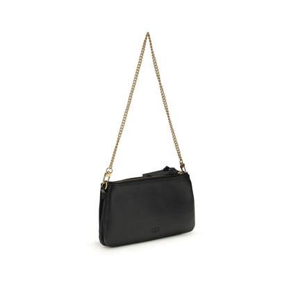 PINKO Black Calf Leather Bos Taurus Shoulder Bag