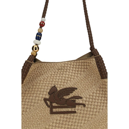 Etro Beige Raffia Shoulder Bag