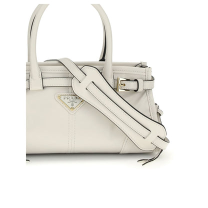 Prada White Calf Leather Bos Taurus Handbag