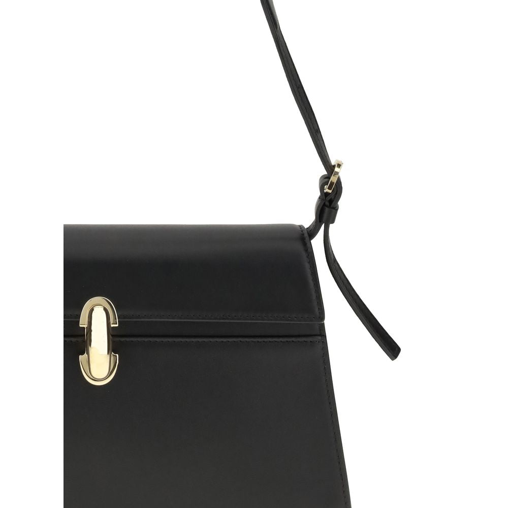 Savette Black Calf Leather Bos Taurus Shoulder Bag