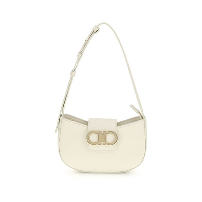 Ferragamo White Calf Leather Bos Taurus Shoulder Bag