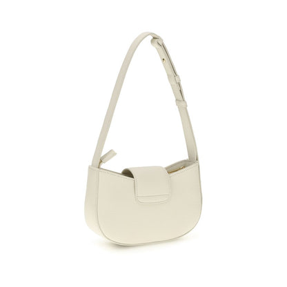 Ferragamo White Calf Leather Bos Taurus Shoulder Bag