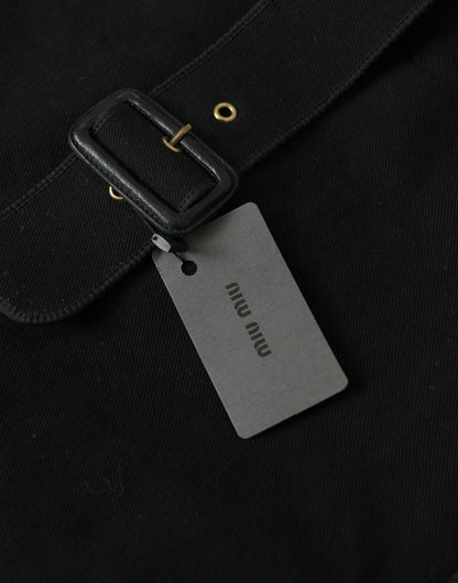 Miu Miu Black Canvas Denim Logo Shoulder Tote Shopping Bag