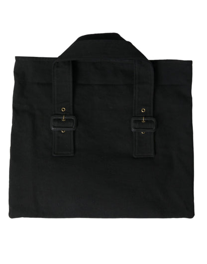 Miu Miu Black Canvas Denim Logo Shoulder Tote Shopping Bag