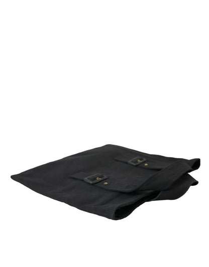 Miu Miu Black Canvas Denim Logo Shoulder Tote Shopping Bag