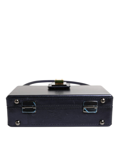 Dolce & Gabbana Blue DG BOX Lambskin Leather Crossbody Strap Bag